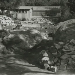 part of the old office and lath house, preparing for construction of the Blaksley Library building