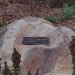 Barbara Bullard Storke Plaque on Boulder, 1984, Porter Trail
