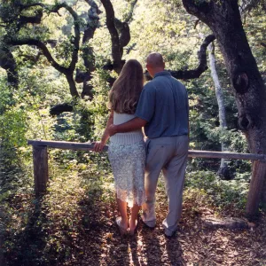 Visitors in Garden, engagement photo outtakes