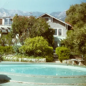 Gane House, swimming pool, looking north