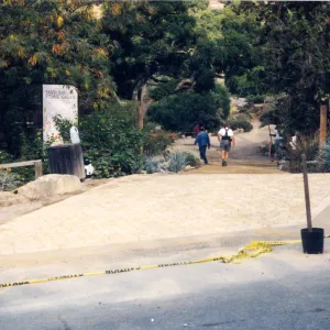 1998 construction of the entrance kiosk and stone pavers
