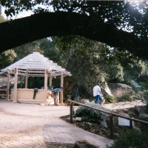 1998 construction of the entrance kiosk and stone pavers