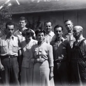 Staff Group Photo - left to right: Jack Kiefer, Clifton Smith, Katherine Miller, Elizabeth Norland, Roy O. Wells, Leon Endow, Maunsull Van Renssselaer, Herbert Doyle