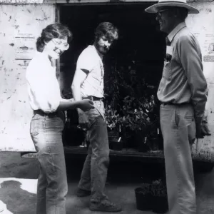 Dara Emery, Plant Propagator Carol Bornstein and Plant Breeder Dara Emery prepare for plant sale
