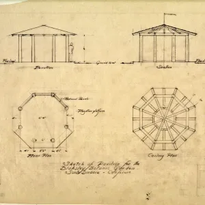 Lockwood de Forest architectural drawing for visitor kiosk