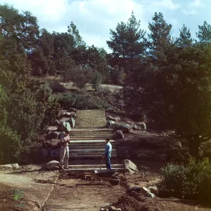 Construction of Entrance path and steps (Smith Memorial Steps) at old entrance