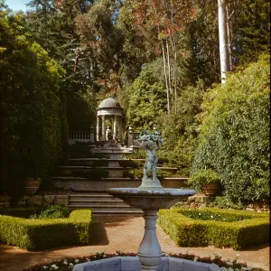 formal garden with fountain