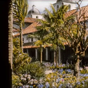 Santa Barbara California Mission Garden; glass plate slide coll.