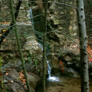 Mission Creek waterfall and pool below the Mission Dam