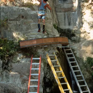 construction of the redwood flume, Mission Dam