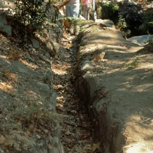 old Mission Aqueduct, construction of the redwood flume, Mission Dam