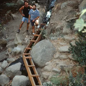 old Mission Aqueduct, construction of the redwood flume, Mission Dam