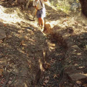 Geege Ostroff, working on the old Mission Aqueduct