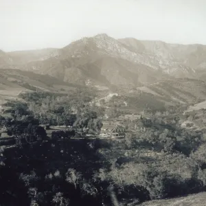 Aerial view of Lotterhos, Mission Canyon, Santa Ynez Mountains