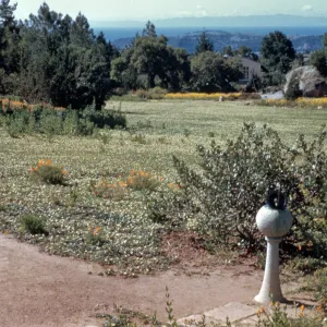 Sundial at the top of the Meadow, ocean and island view