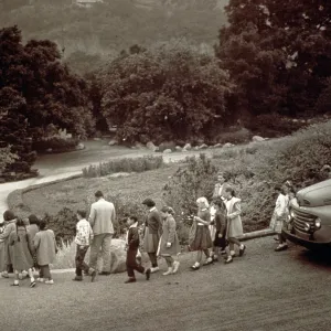 McKinley School, 3rd Grade class, Garden Entrance steps, 1956