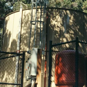 SBBG water storage tank in the lower Arroyo, Mission Canyon