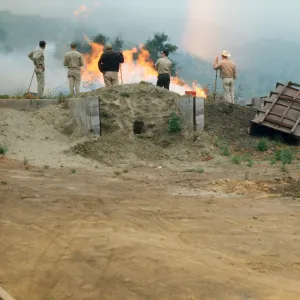 Trash pile burning