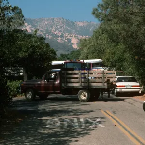 Bus stuck at SBBG Entrance From Mission Canyon Road