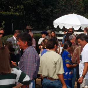 'Flora of Santa Cruz Island' book signing, people gathered in the Courtyard