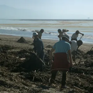 oil cleanup, East Beach, Santa Barbara