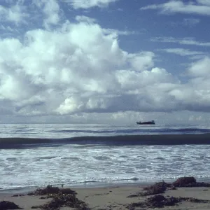cloudy skies, Arroyo Burro Beach, Santa Barbara, ocean waves