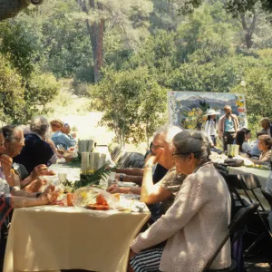 SBBG Members Day Picnic, 1987, under the Meadow Oaks