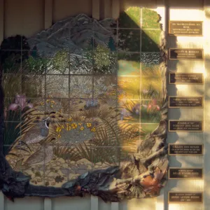 Memorial Wall on Information Kiosk, mosaic