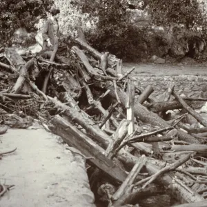 Mission Dam flood debris 