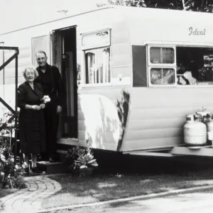 Hugh and Margaret Dearing at their trailer home.