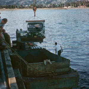 Loading boat at Santa Barbara Harbor