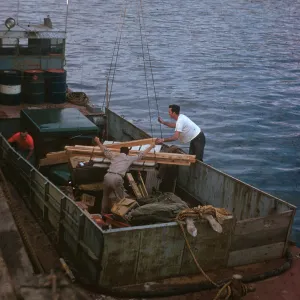Loading boat at Santa Barbara Harbor