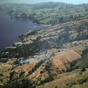 Santa Cruz Island, fire just East of Twin Harbor