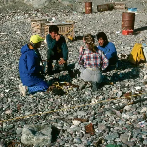 West San Benito Island, Joanna & Debbie Bronson w/fisherman at village
