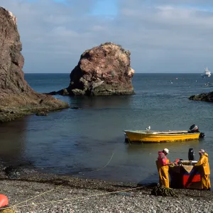 West San Benito Island, village landing, fisherman