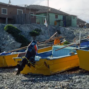 fishing boats, village, West San Benito Island, Baja