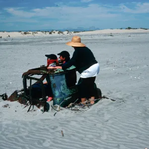 buried car on beach, San Ignacio Lagoon