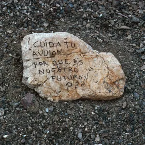 message on rock, North side, West San Benito Island