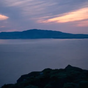 view of Santa Cruz Island, sunset, West Anacapa Island