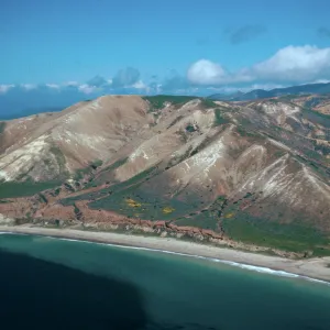 Pozo Beach, note patches of Eschscholzia californica, Santa Cruz Island