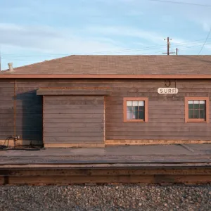 Surf, railroad stop, Santa Ynez River, Santa Barbara County