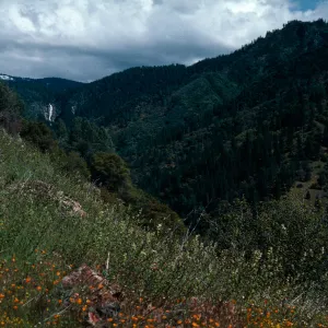 Indian Creek Falls, view toward Yosemite Valley, El Portal, Yosemite National Park, Mariposa County