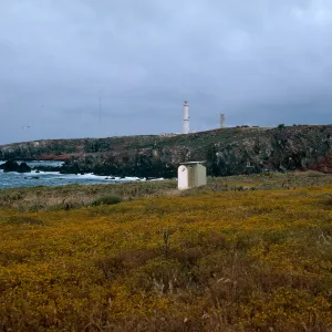 lighthouse, North island from Hemizonia flats at South end, Todos Santos Island