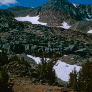snow patches, on trail, near Summit Pass - 12,000 ft, Mono County