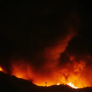 Coyote Fire - night, upper San Roque Road and Santa Teresa Road, Santa Barbara County